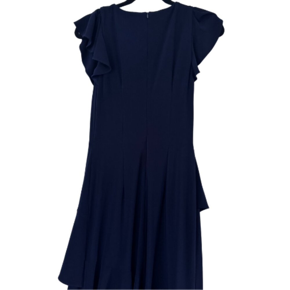 Joseph Ribkoff Navy Asymmetrical Ruffle Tiered Cocktail Dress Size 4 - Picture 7 of 11